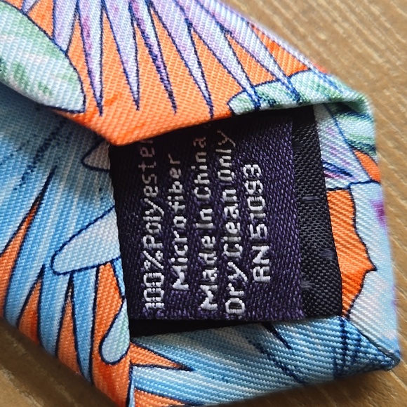 Stafford Floral Orange and Blue Necktie - Picture 6 of 7